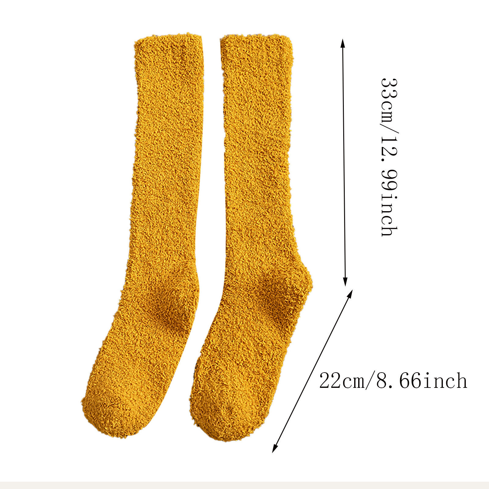 thumbnail image 3 of Calcetines de felpa coral para mujer, hasta la mitad de la pantorrilla: cálidos, con parte superior elástica, para llevar en casa en invierno, poliéster, talla única, 3 of 3
